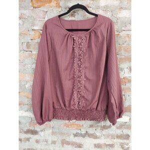 New Emery Rose Blouse Womens Plus Size 2x Pink Shirt Top Longp Sleeve D